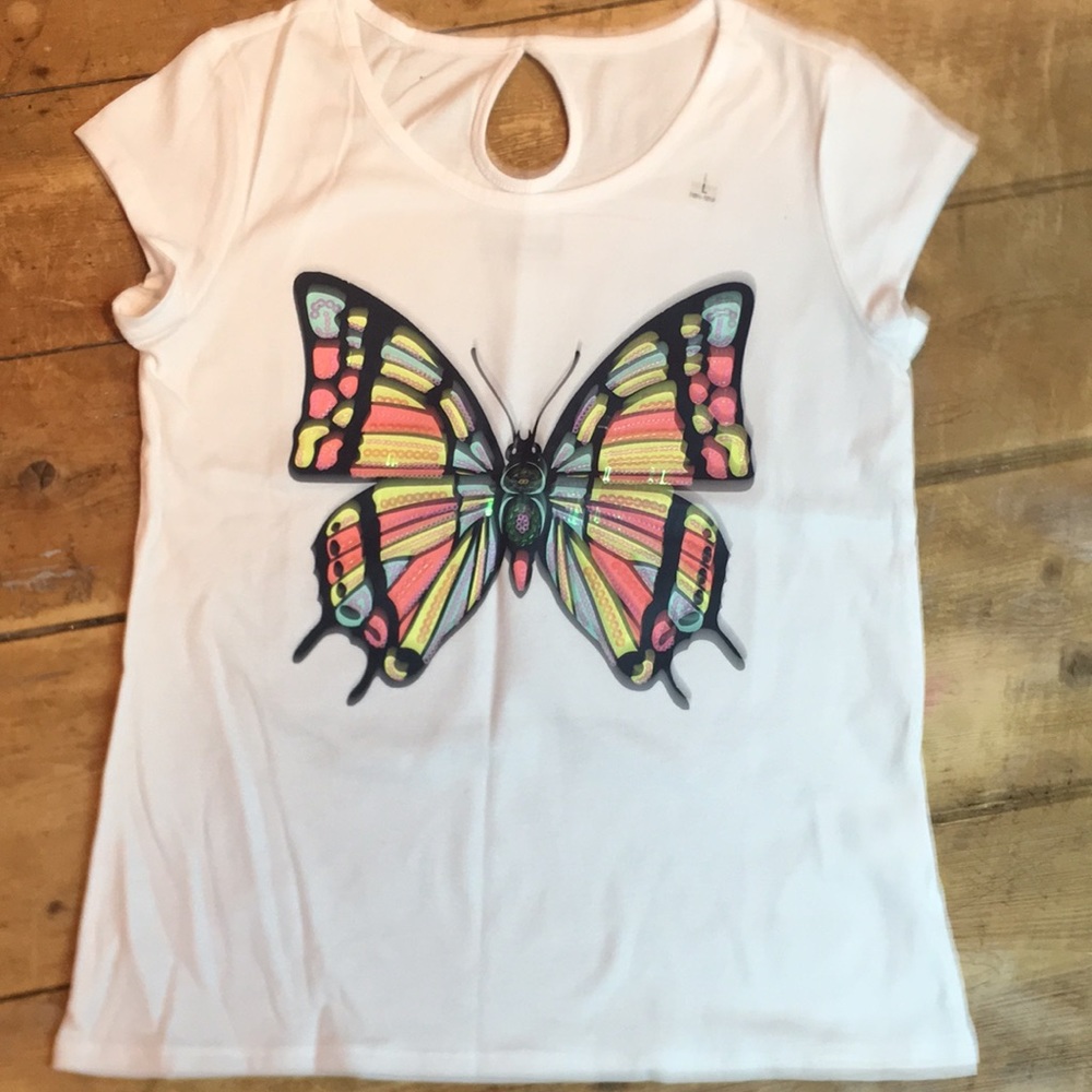 Girls butterfly sequin top sized L (10-12)